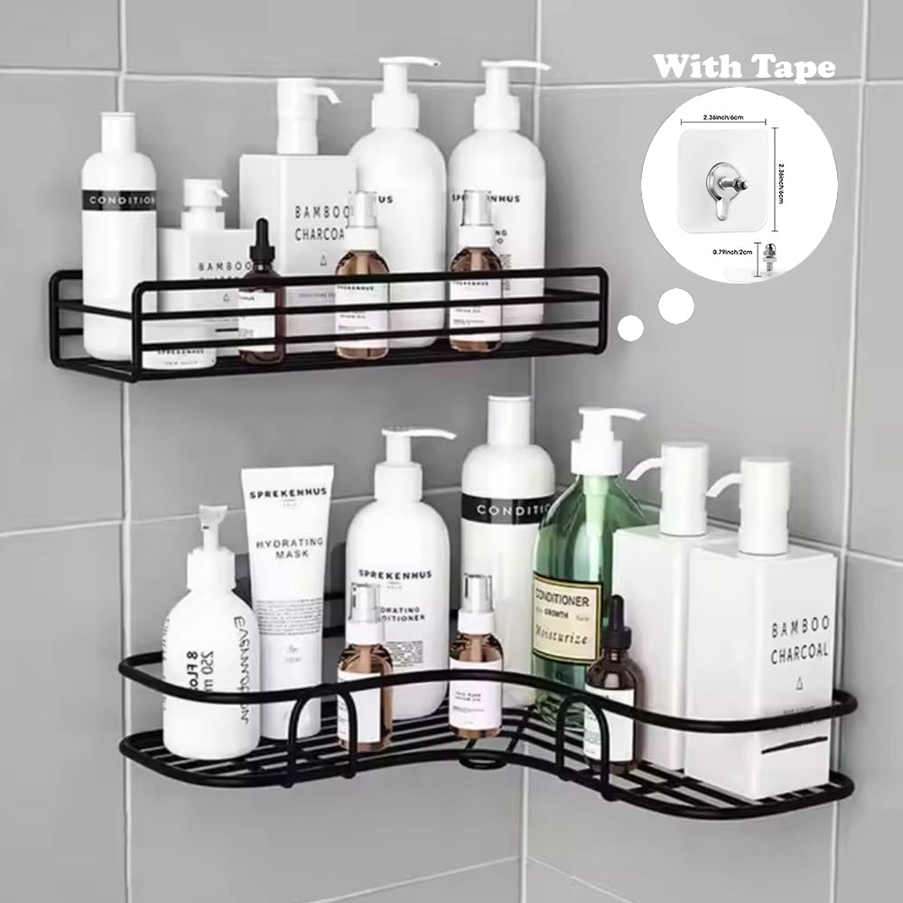 Set of 2 Wall-Mounted Iron Storage Racks – Easy to Install Metal Organizer Shelves for Kitchen & Bathroom Use