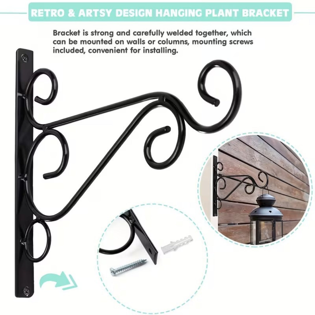 Wrought Iron Hanging Flower Pot Rack – Wall & Balcony Planter Holder
