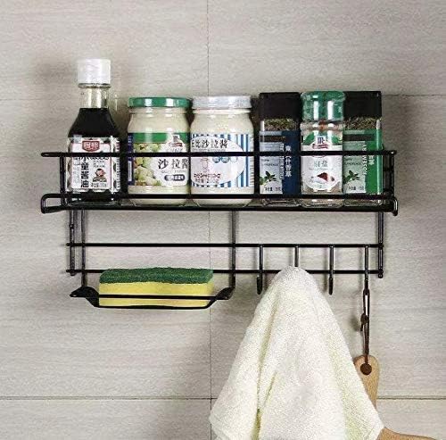 Self-Adhesive Shower Shelf Soap with Hooks - Rustproof Bathroom Shower Caddy Storage Organizer - Stainless Steel Shower Rack Basket for Shampoo Soap Razor (Black)