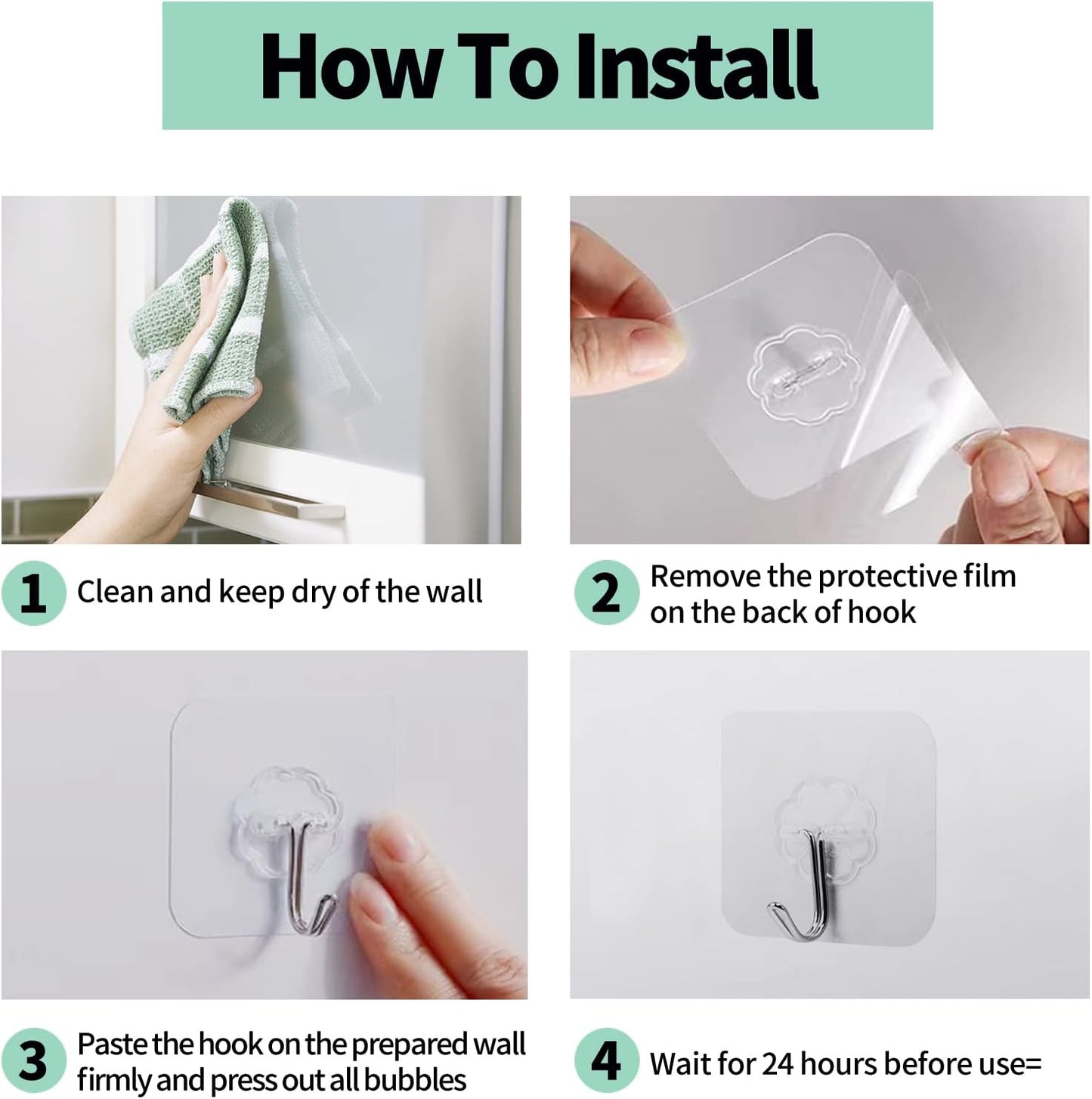 Transparent Self-Adhesive Wall Hook – Waterproof Heavy Duty Hanger