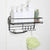 Self-Adhesive Shower Shelf Soap with Hooks - Rustproof Bathroom Shower Caddy Storage Organizer - Stainless Steel Shower Rack Basket for Shampoo Soap Razor (Black)