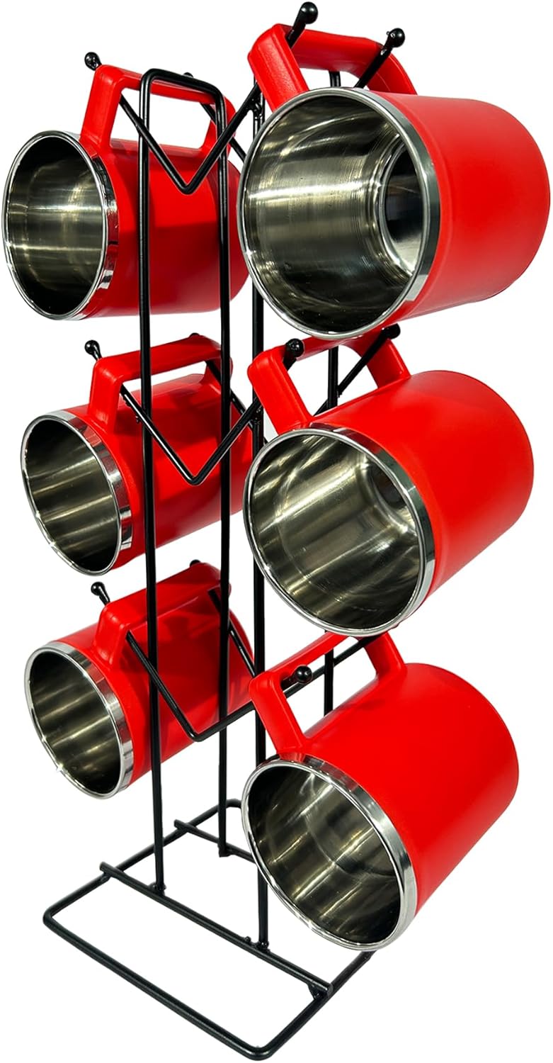 12-Hook Mug Holder Stand – Kitchen Cup Organizer Rack (Black)