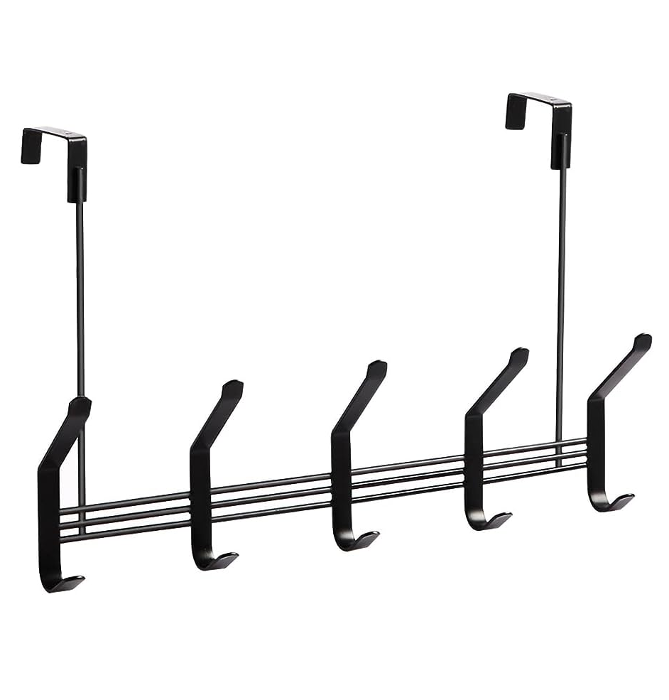 Over Door 6 Hook Hanger Rack – Metal Clothes, Coat & Towel Organizer