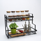 2 Tier Kitchen Spice Rack | Metal & Wooden Countertop Organizer | Burney Pati Stand