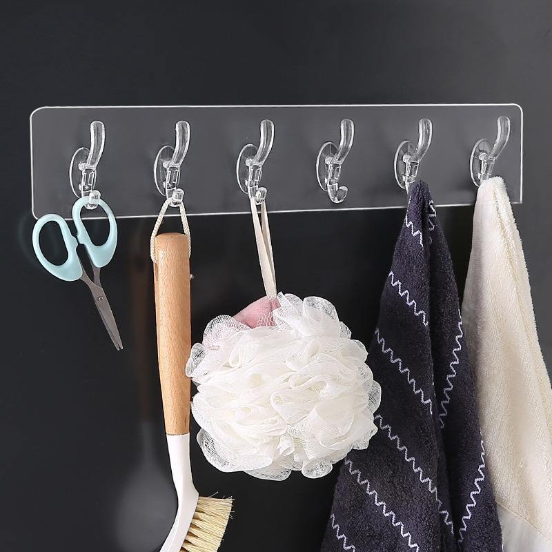 6-Hook Self-Adhesive Wall Hanger – Heavy Duty Waterproof Hooks