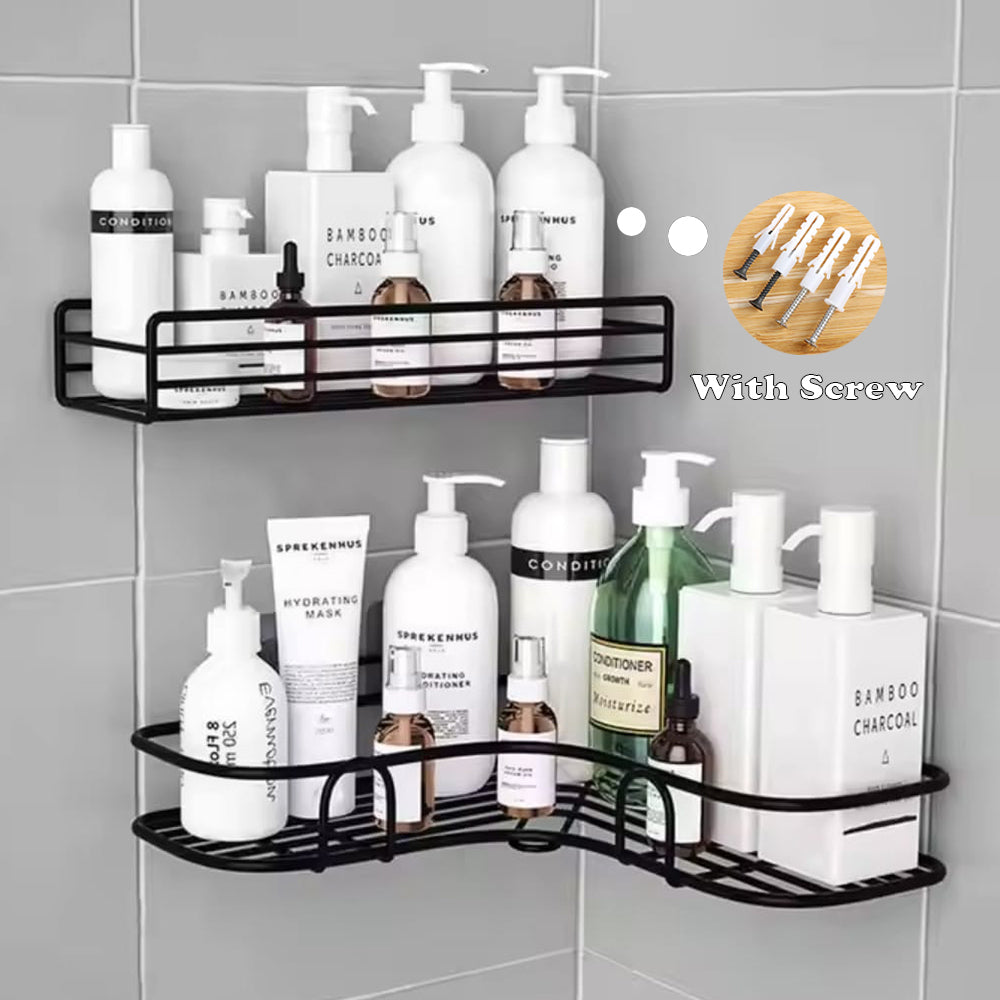 Set of 2 Wall-Mounted Iron Storage Racks – Easy to Install Metal Organizer Shelves for Kitchen & Bathroom Use
