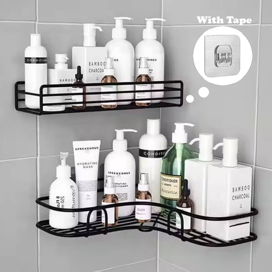 Set of 2 Wall-Mounted Iron Storage Racks – Easy to Install Metal Organizer Shelves for Kitchen & Bathroom Use