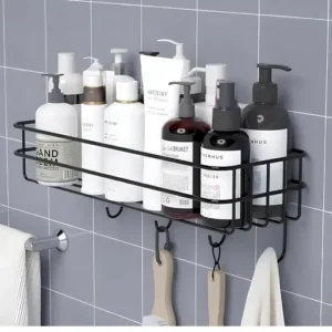 Wall Mounted Multi Purpose Storage Organizer For Kitchen/Bathroom, Shelf,Rack with iron Hooks